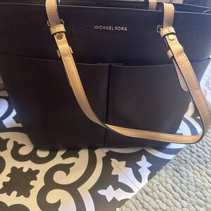 Michael Kors dark Maroon and Tan strap Women's Bag